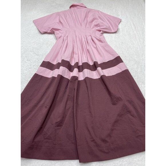 Exquise Anthropologie Midi Dress Pink Tobie Button Front Pleat Shirt Size XL NWT - Picture 7 of 11